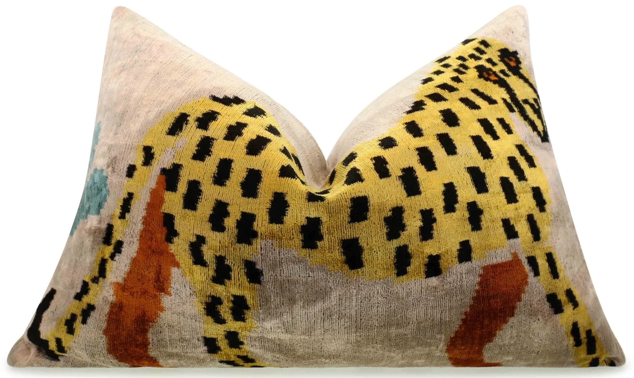 Handmade Velvet Lumbar Pillow with Yellow and Black Cheetah Design - High-quality 16x24 Inch Decorative... - House Of Avana