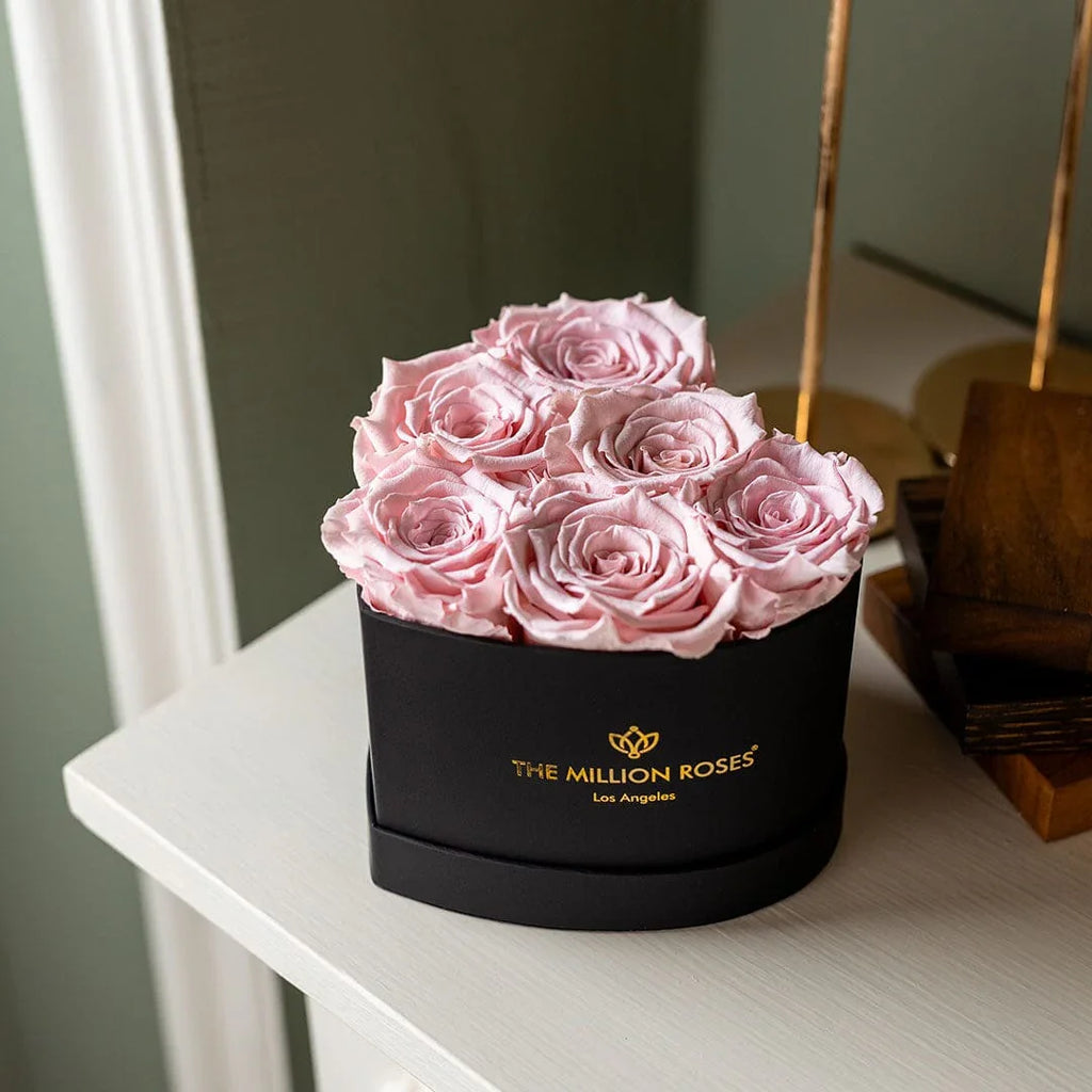 Baby Heart Black Box | Light Pink Roses, back view - House Of Avana