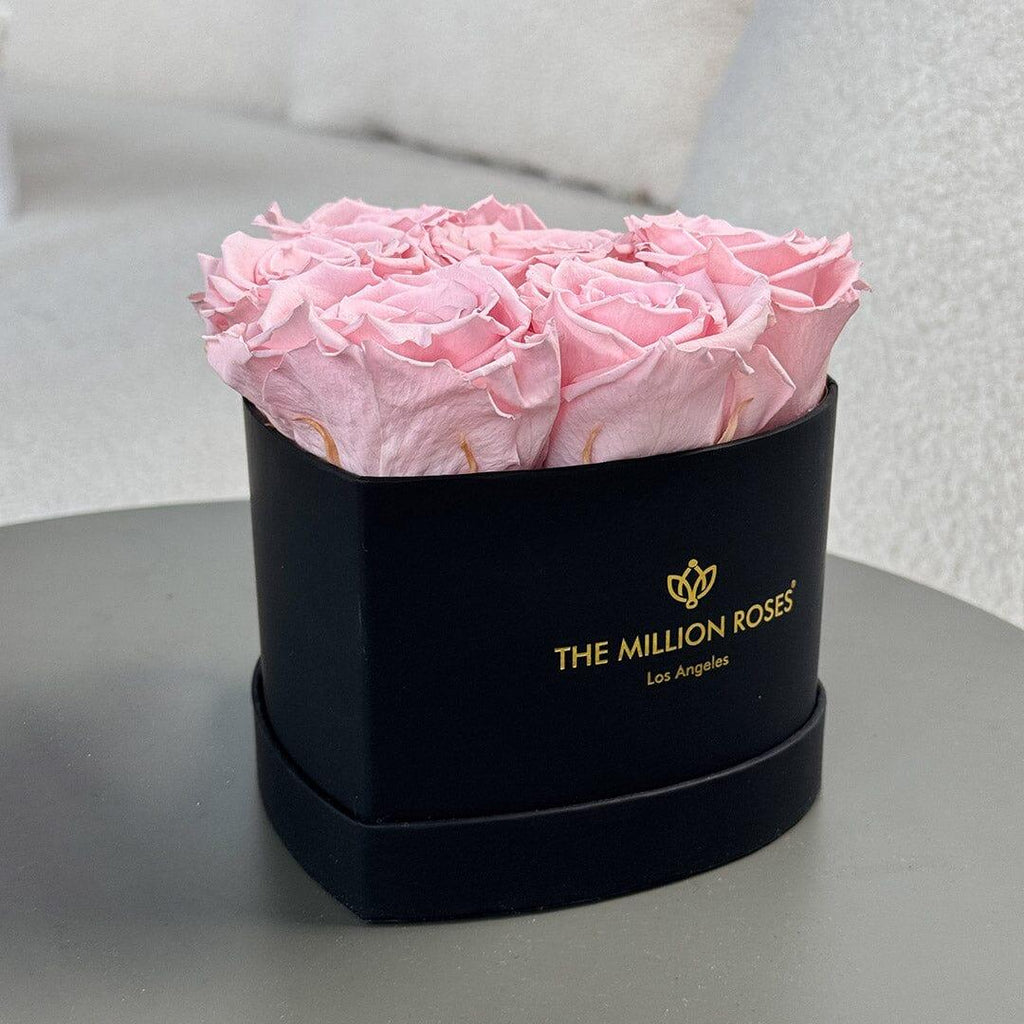 Baby Heart Black Box | Light Pink Roses, side view - House Of Avana