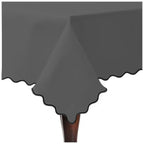 Scallop Embroidery Sateen Cotton Solid Table Cloth - Dark Grey PushpLinen