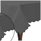 Scallop Embroidery Sateen Cotton Solid Table Cloth - Dark Grey PushpLinen