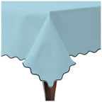 Scallop Embroidery Sateen Cotton Solid Table Cloth - Light Blue PushpLinen