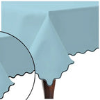 Scallop Embroidery Sateen Cotton Solid Table Cloth - Light Blue PushpLinen