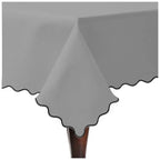 Scallop Embroidery Sateen Cotton Solid Table Cloth - Light Grey PushpLinen