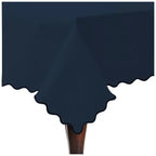 Scallop Embroidery Sateen Cotton Solid Table Cloth - Navy PushpLinen