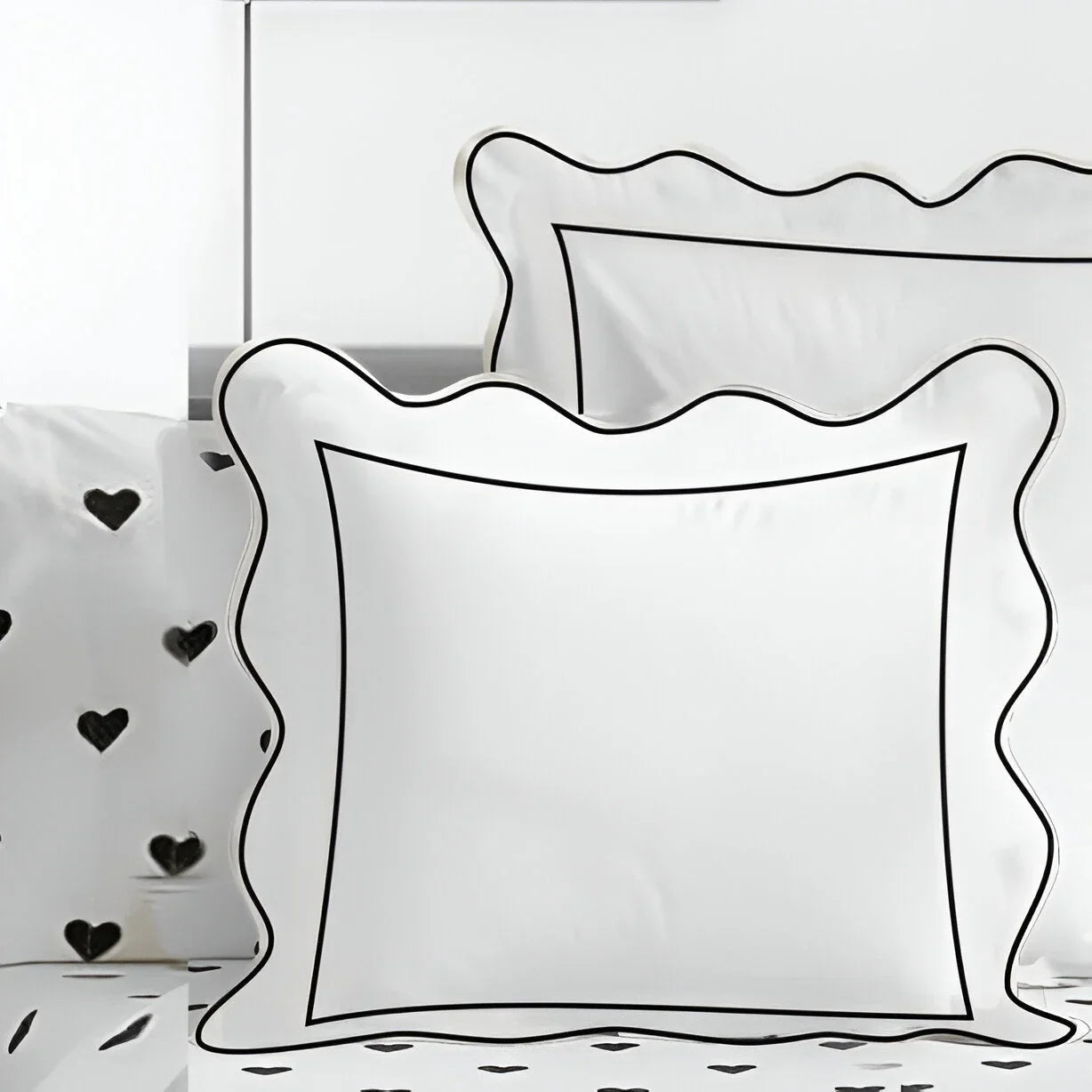 400TC Cotton Scallop Embroidery & Border Sateen Solid Euro Sham PushpLinen