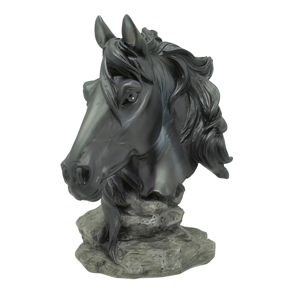 Black Horse Bust - 4.5"h Sculpture Home Decor, back view - House Of Avana