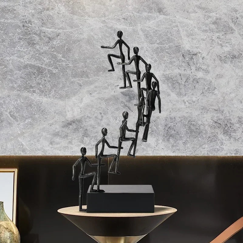 Minimalist Sculpture - Black Cast Iron Figurine, back view - House Of Avana