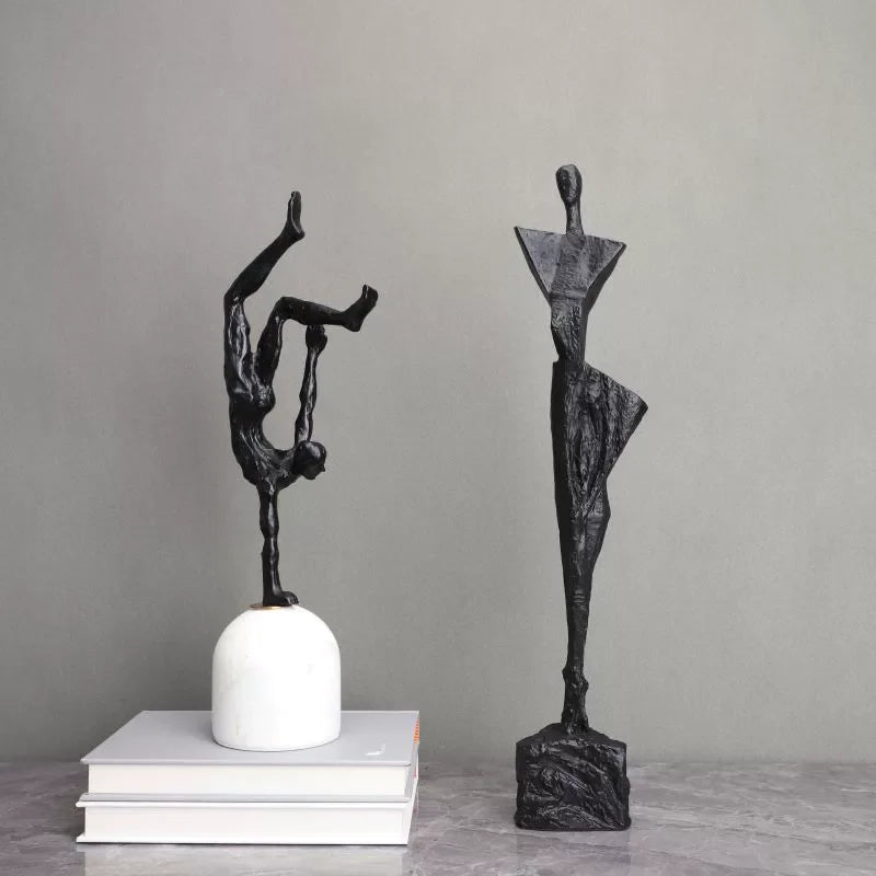 Accessible Luxury Minimalist Creative Black Cast Iron Marble Figure Sculpture Decoration Home Living... - House Of Avana