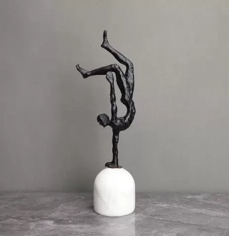 Accessible Luxury Minimalist Creative Black Cast Iron Marble Figure Sculpture Decoration Home Living... - House Of Avana