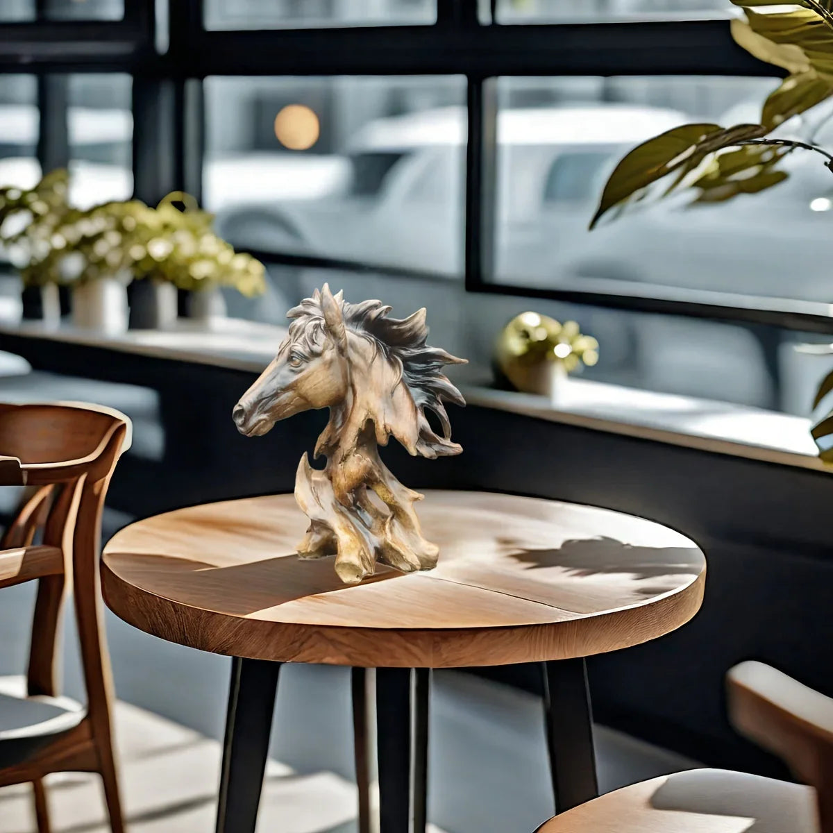 Horse Head Sculpture - Modern Black Silent, top view - House Of Avana