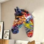 3d Horse Head Wall Art - Modern Black Sculpture, angled view - House Of Avana