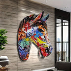 3d Horse Head Wall Art - Modern Black Sculpture, angled view - House Of Avana