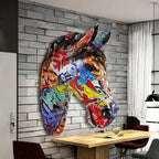 3d Horse Head Wall Art - Modern Black Sculpture, front view - House Of Avana