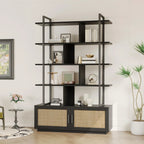 5 Tier Tall Bookshelf with Open Display Shelves, Inch Rattan Classical Book Shelf with Storage, Open... - House Of Avana