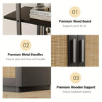 5 Tier Tall Bookshelf with Open Display Shelves, Inch Rattan Classical Book Shelf with Storage, Open... - House Of Avana