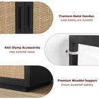 5 Tier Tall Bookshelf with Open Display Shelves, Inch Rattan Classical Book Shelf with Storage, Open... - House Of Avana