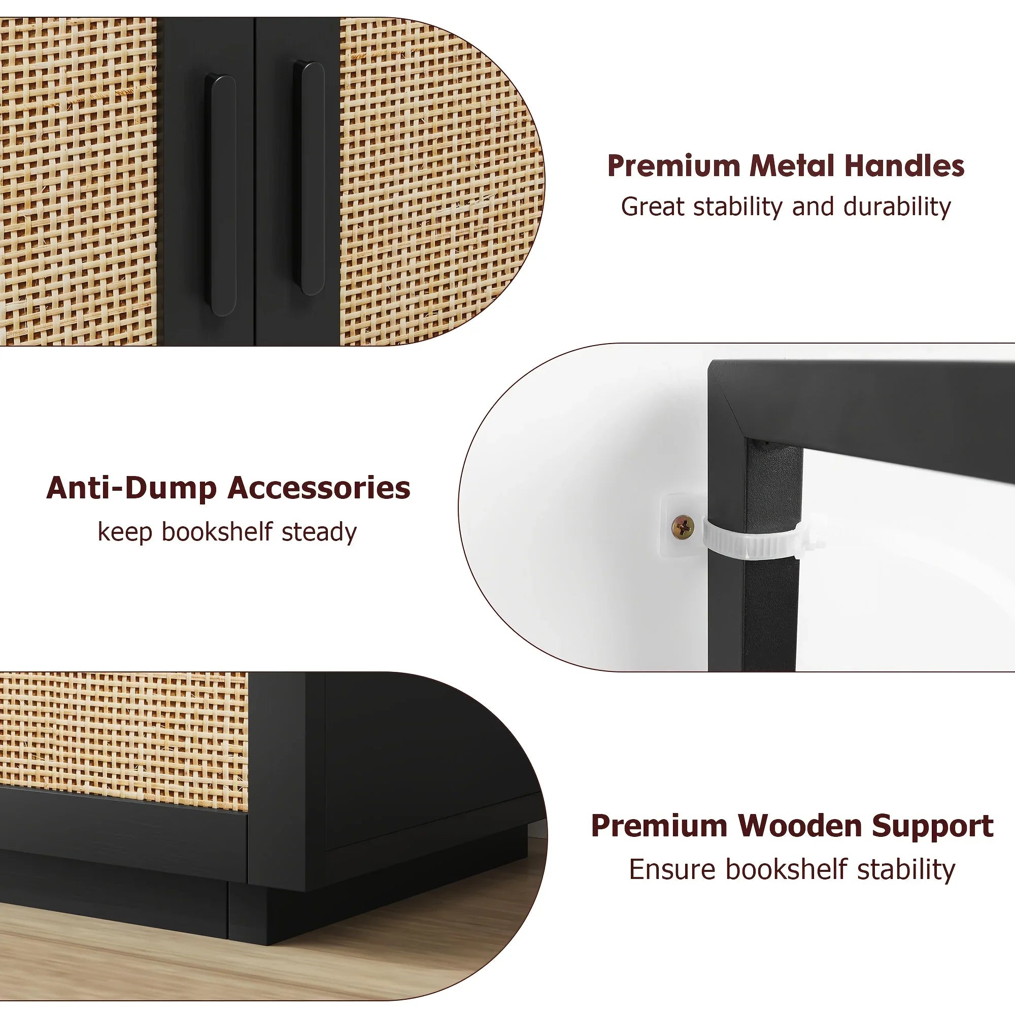 5 Tier Tall Bookshelf with Open Display Shelves, Inch Rattan Classical Book Shelf with Storage, Open... - House Of Avana