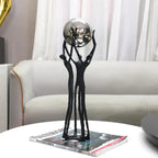 Black Iron Figure - Modern Silver Accent, front view - House Of Avana