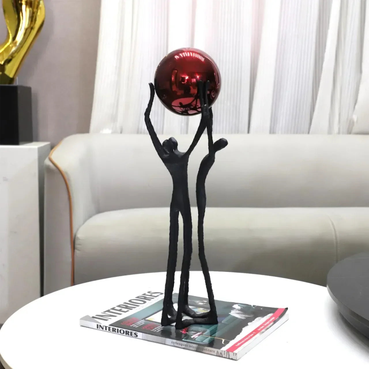 Black Iron Figure - Modern Silver Accent, side view - House Of Avana