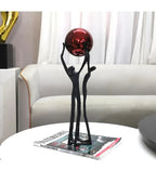 Black Iron Figure - Modern Silver Accent, texture detail - House Of Avana