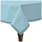 Single Embroidery Border Sateen Cotton Solid Table Cloth - Light Blue PushpLinen