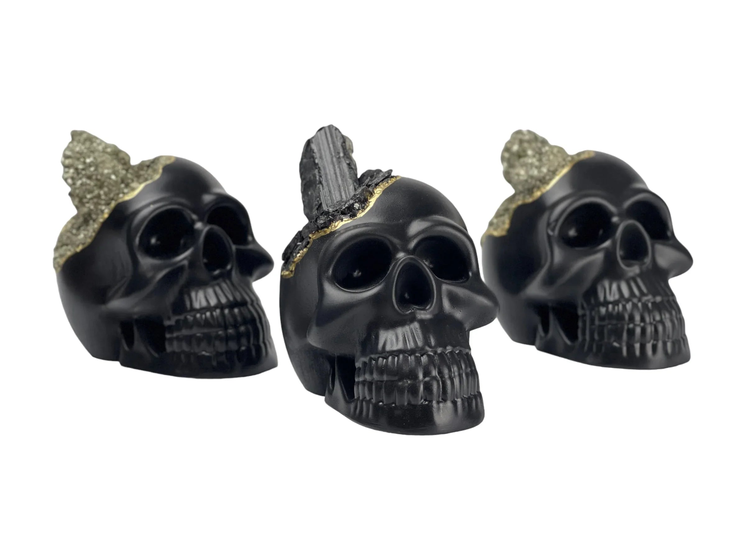 Black Skull Decor - Tourmaline Black, angled view - House Of Avana