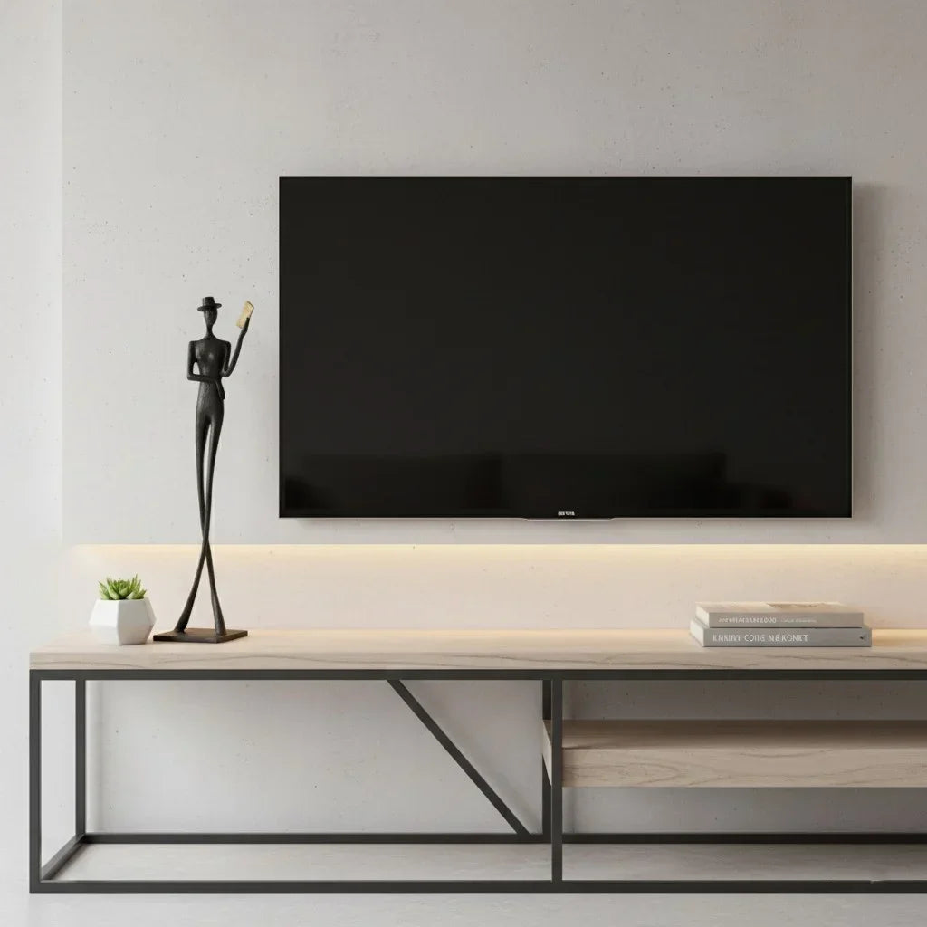 European Cabinet - Black Modern Tv Stand, top view - House Of Avana