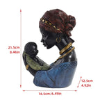 African Statue - Black Mother Child Figure, alternate view - House Of Avana