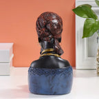 African Statue - Black Mother Child Figure, back view - House Of Avana