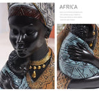 African Statue - Black Mother Child Figure, texture detail - House Of Avana