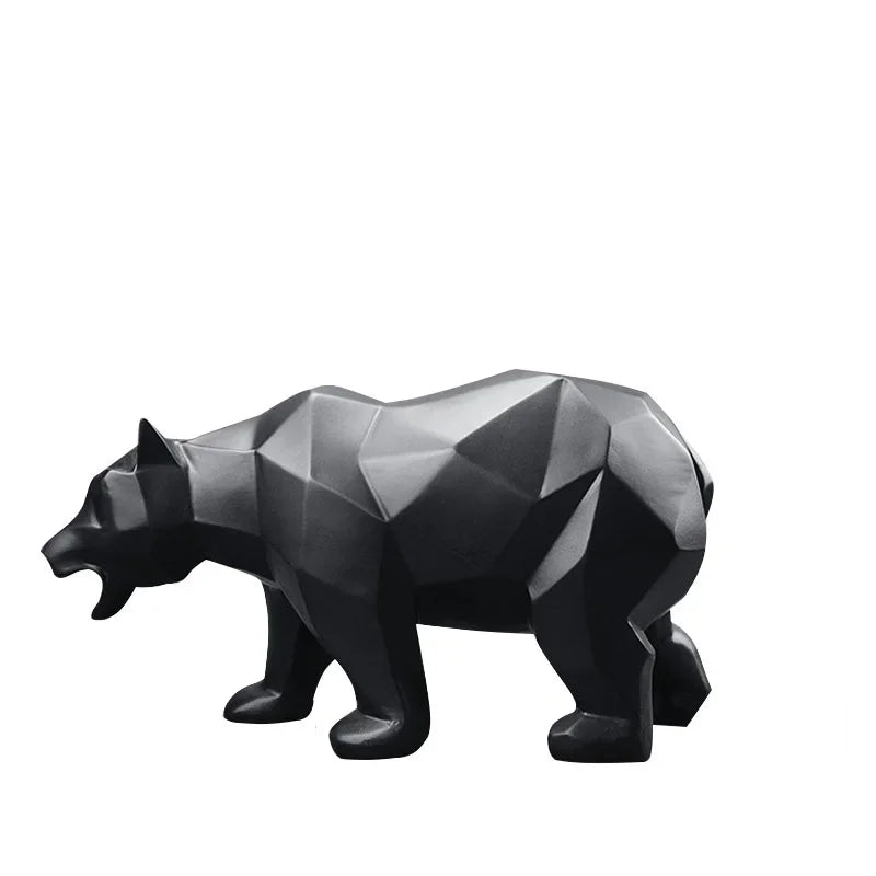 Modern Black Bear Statue - Nordic Animal Figurine, back view - House Of Avana