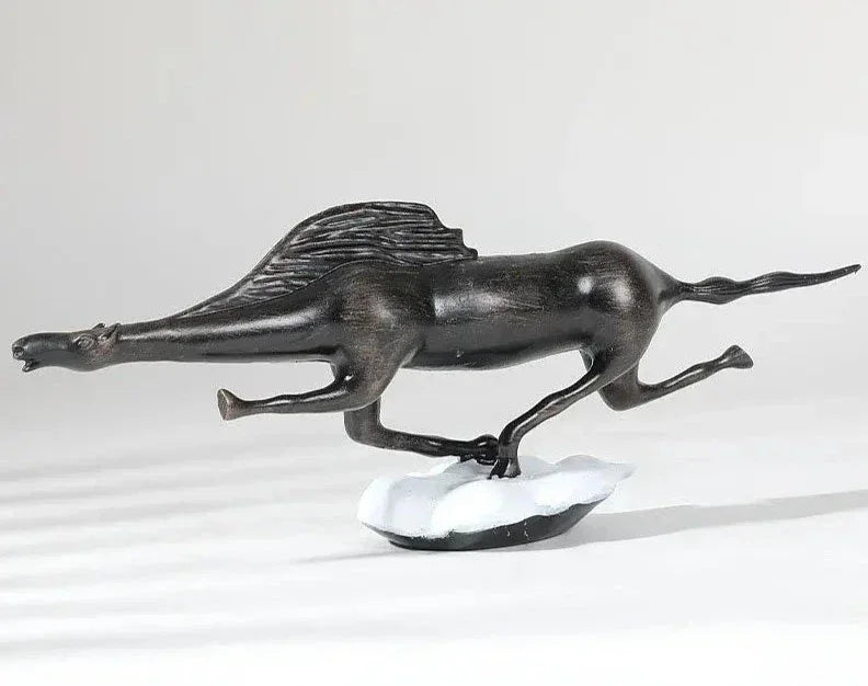 Black Cast Iron Bull Statue Animal Sculpture, back view - House Of Avana