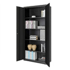 Black Steel Lockable Storage Cabinet Shelving Unit with 4 Adjustable Shelves