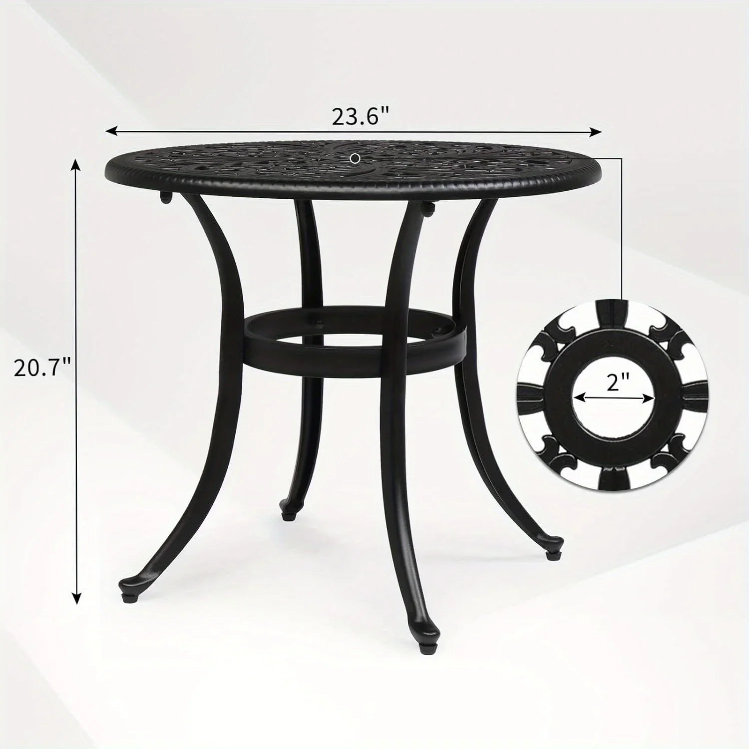 23.6" Round Cast Aluminum Patio Side Table - Antique Black Weather-resistant Outdoor Bistro Table with... - House Of Avana