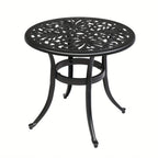 23.6" Round Cast Aluminum Patio Side Table - Antique Black Weather-resistant Outdoor Bistro Table with... - House Of Avana