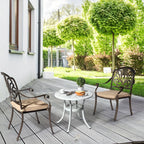 23.6" Round Cast Aluminum Patio Side Table - Antique Black Weather-resistant Outdoor Bistro Table with... - House Of Avana