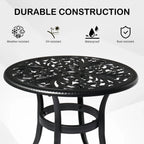 23.6" Round Cast Aluminum Patio Side Table - Antique Black Weather-resistant Outdoor Bistro Table with... - House Of Avana