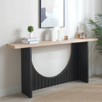 66" Modern Minimalist Console Table with Black Arch Base & Natural Wood Top – Sleek Design for Entryway,... - House Of Avana