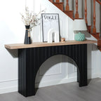 66" Modern Minimalist Console Table with Black Arch Base & Natural Wood Top – Sleek Design for Entryway,... - House Of Avana