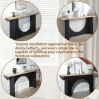 66" Modern Minimalist Console Table with Black Arch Base & Natural Wood Top – Sleek Design for Entryway,... - House Of Avana