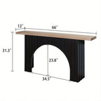 66" Modern Minimalist Console Table with Black Arch Base & Natural Wood Top – Sleek Design for Entryway,... - House Of Avana