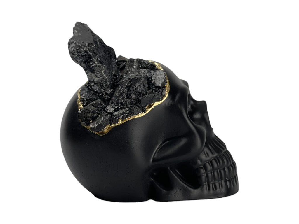 Black Tourmaline Skull Head (black) - House Of Avana