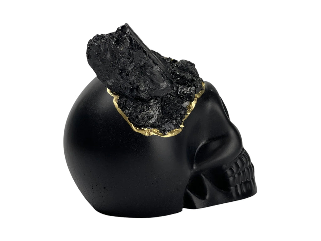 Black Tourmaline Skull Head (black) - House Of Avana