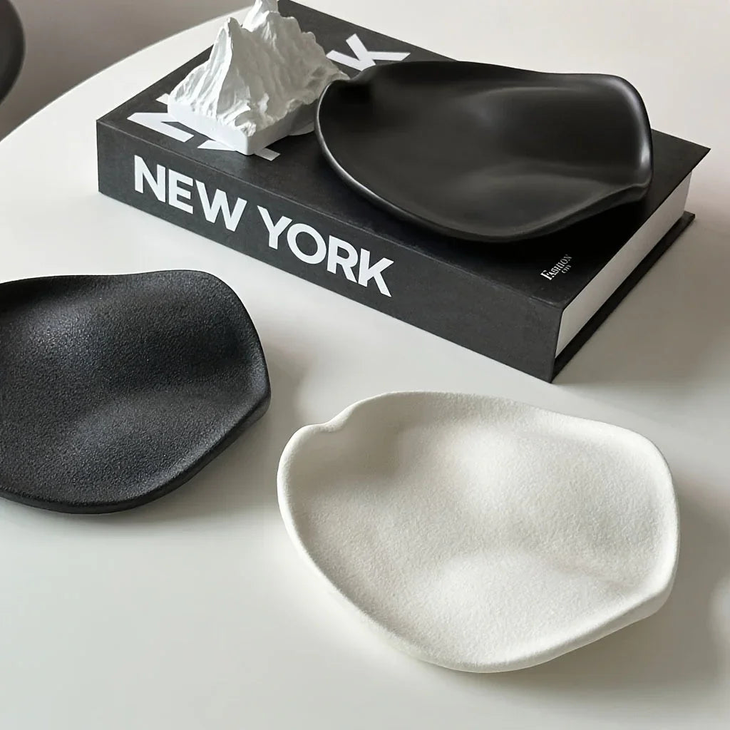 Jewelry Tray - Multifunctional Ceramic Black, back view - House Of Avana