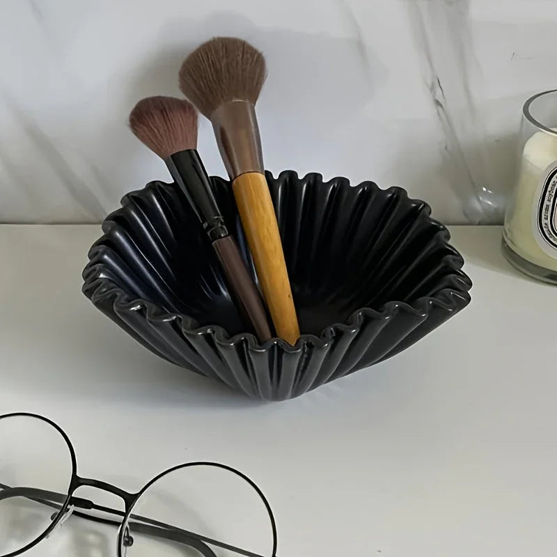 Elegant Black Tray with Wave Design - House Of Avana