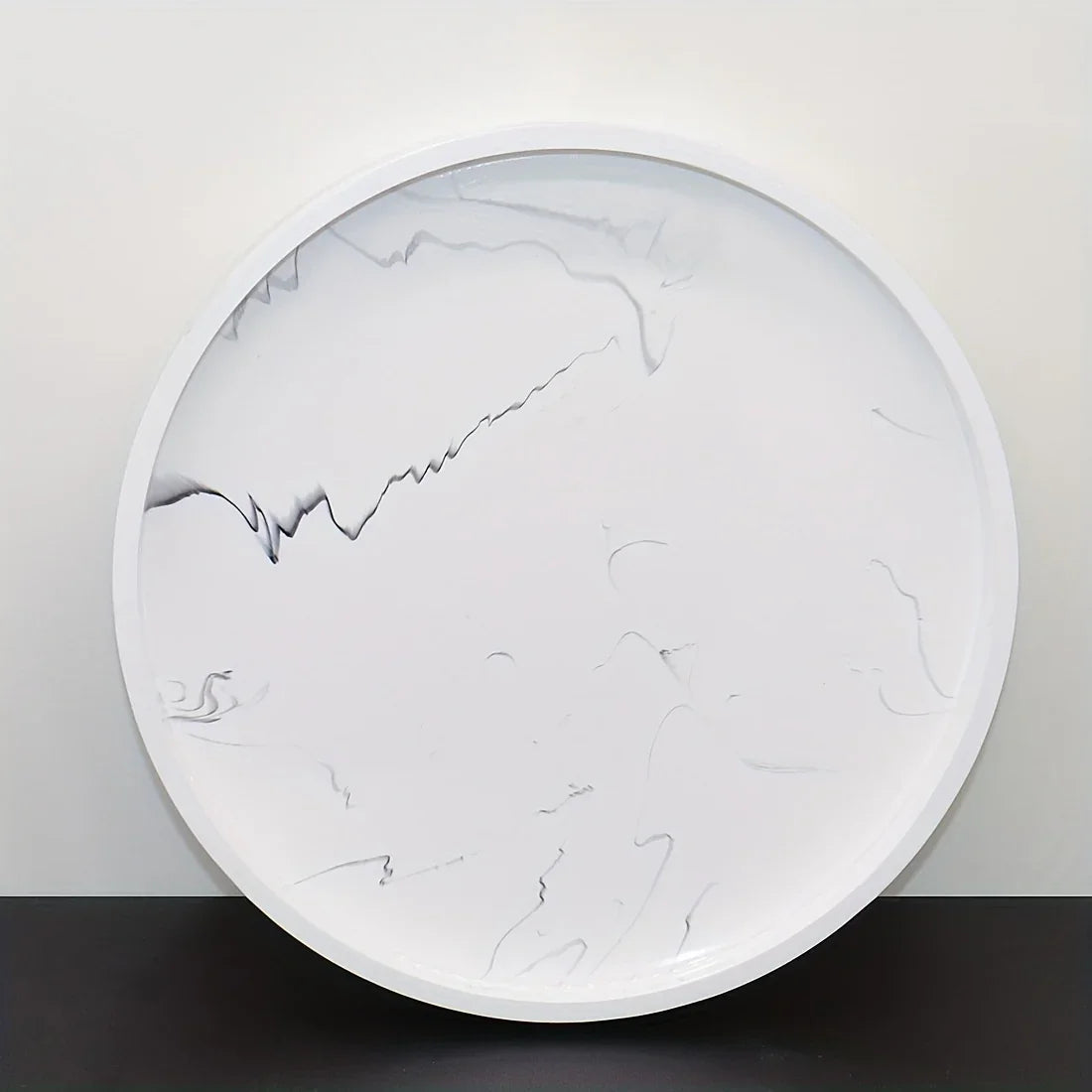 Elegant Black Circular Resin Tray - 27.43cm Hand-polished, Multi-purpose Vanity Organizer for Bathroom,... - House Of Avana