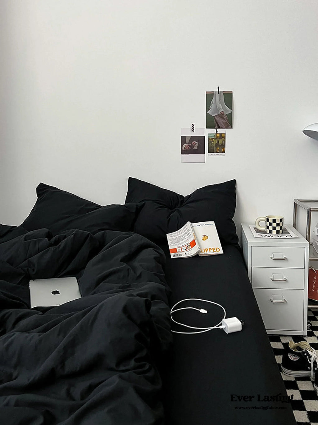 Black Washed Cotton Bedding Set Ever Lasting