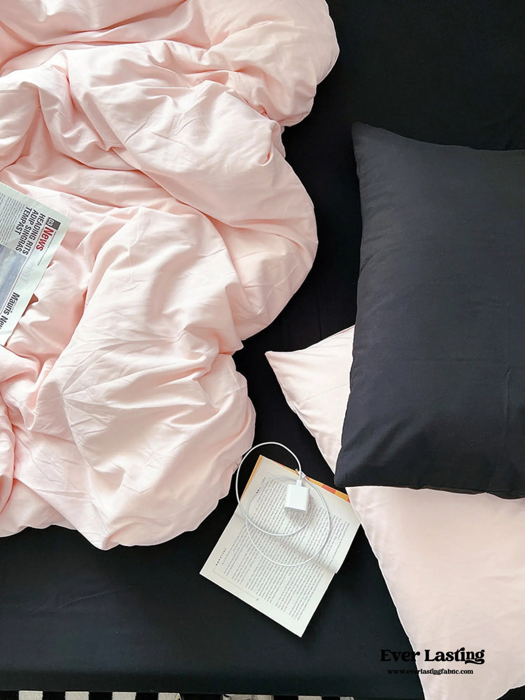 Black Washed Cotton Bedding Set Ever Lasting