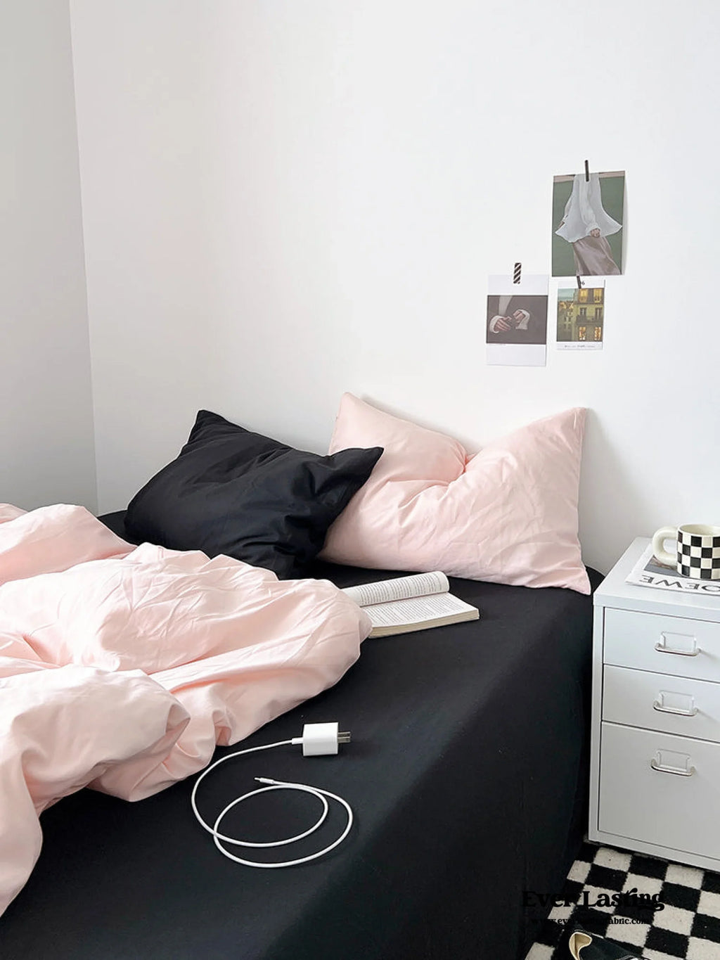 Black Washed Cotton Bedding Set Ever Lasting